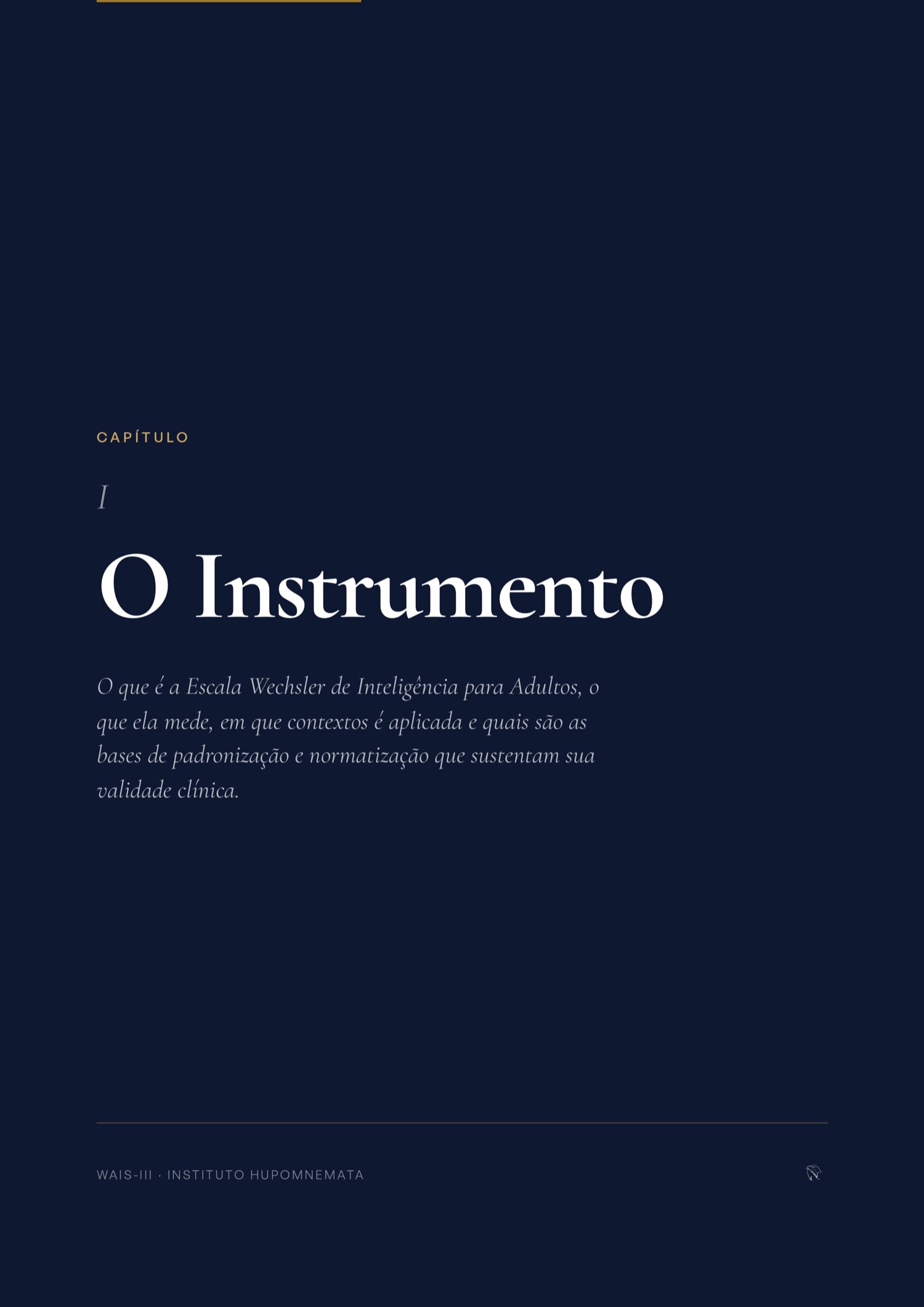 Abertura do Capítulo I da apostila WISC-IV, com ghost number, título e parágrafo conceitual sobre o instrumento